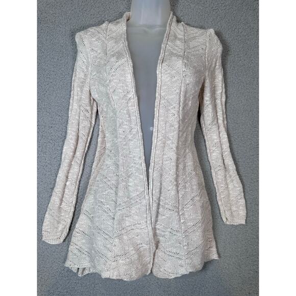 Eileen Fisher Linen Knit Cardigan Open Women’s Petite Small Oatmeal Boho Natural - Picture 3 of 12